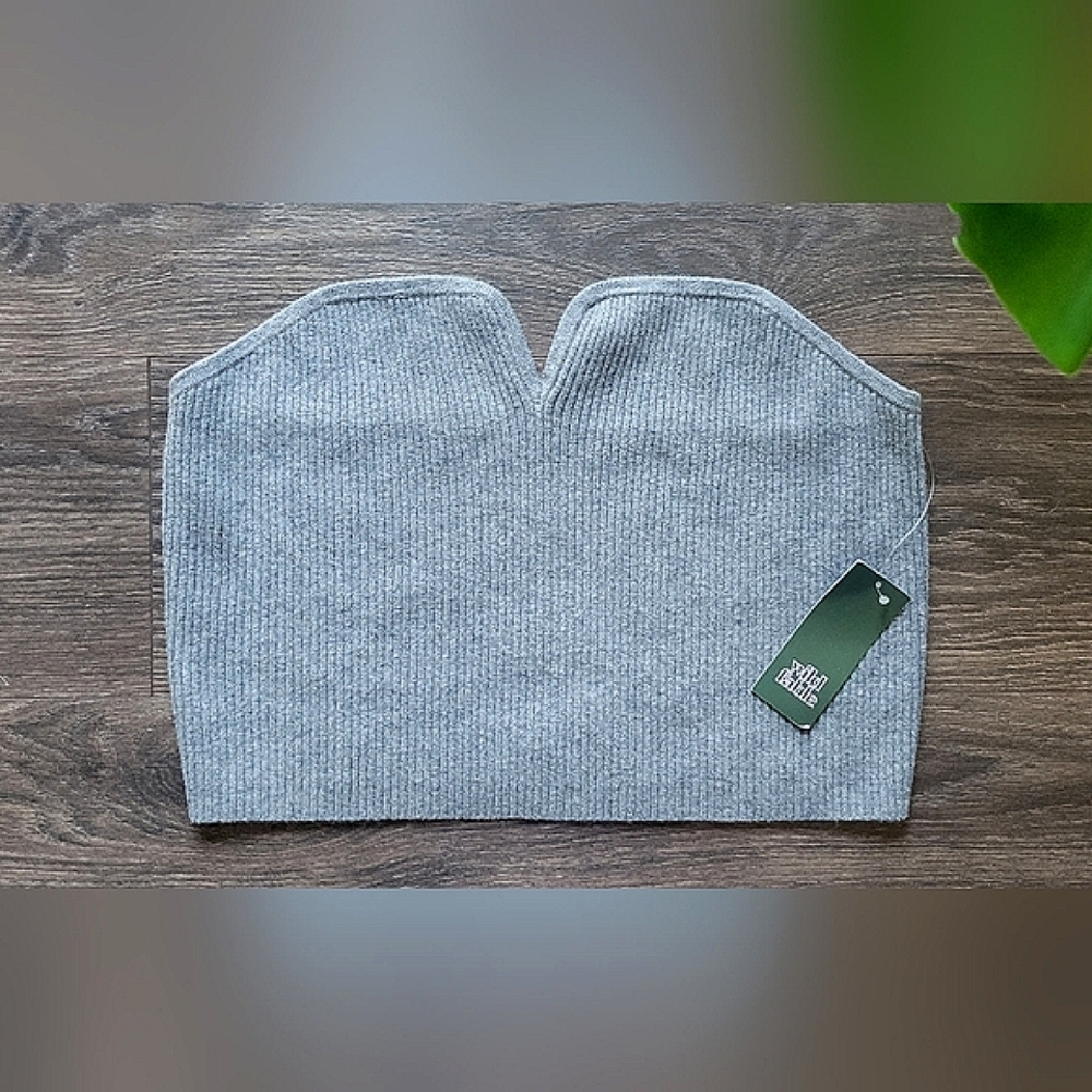 Wild Fable Gray Ribbed Top